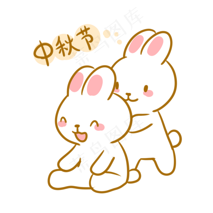 玩耍的两只玉兔