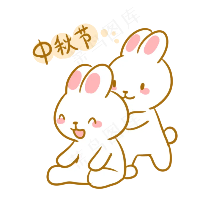 玩耍的两只玉兔(2100X2100(DPI:300))psd模版下载