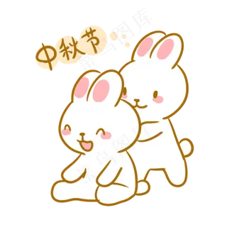 玩耍的两只玉兔