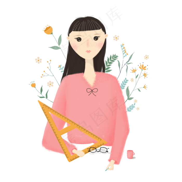 治愈系文艺小清新教师节致敬之数(2000X2000(DPI:300))psd模版下载