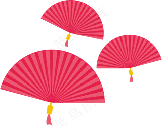 2019年欢乐元旦红色扇子
