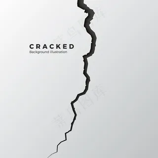 地面裂开了。绘制裂缝纹理。地震后地形分裂。插图
