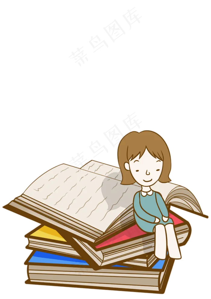 书和女孩小清晰手绘图(2480X3508(DPI:300))psd模版下载