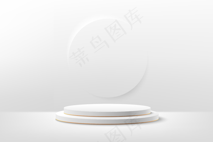 抽象的白色和金色圆形产品展示。