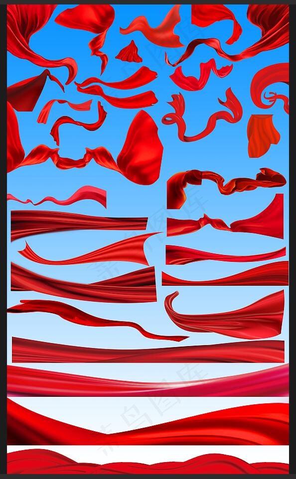 红色飘带 底边 丝带 布条