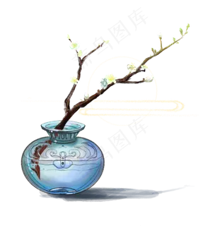 新年绿色新梅新中式玻璃花瓶梅花