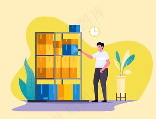 快递员在仓库对订单进行在线跟踪检查