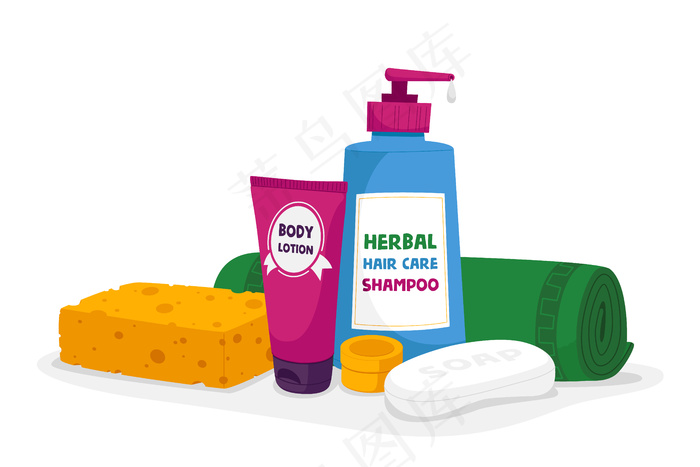 沐浴化妆品和洗漱用品配件身体乳液eps,ai矢量模版下载