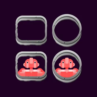 一套游戏ui石头边界和人物头像预览