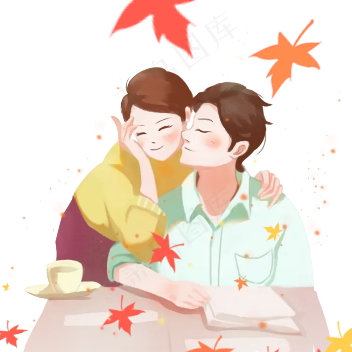 七夕节亲吻的情侣(2000X2000(DPI:300))psd模版下载