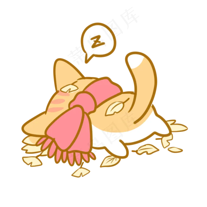 睡在落叶里的橘猫(2100X2100(DPI:300))psd模版下载