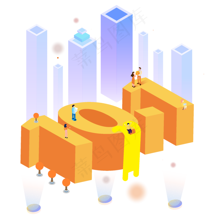 手绘卡通高楼建筑元素