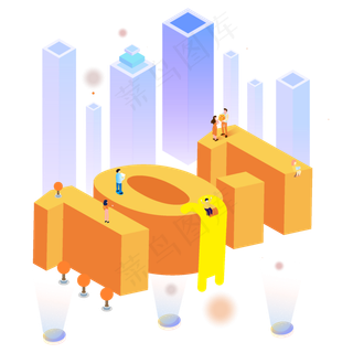 手绘卡通高楼建筑元素