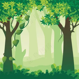 美丽森林景观插画