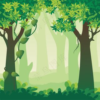 美丽森林景观插画