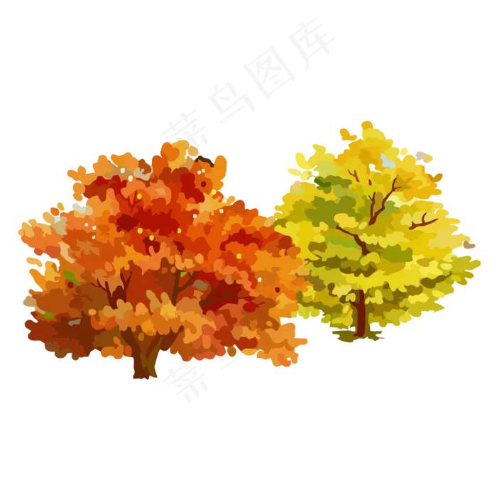 油画秋天的树(2000*2000px 300 dpi )ai矢量模版下载