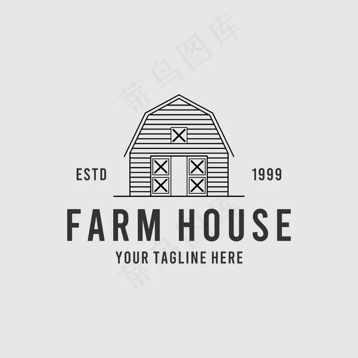复古农舍创意标志设计eps,ai矢量模版下载