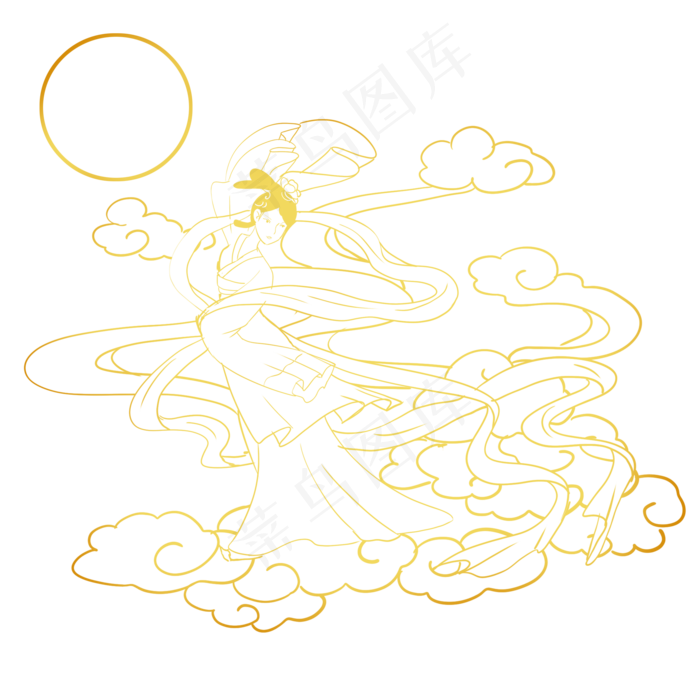 奔月嫦娥月圆祥云