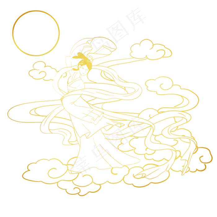 奔月嫦娥月圆祥云(2000X2000(DPI:300))psd模版下载