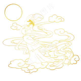 奔月嫦娥月圆祥云