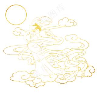 奔月嫦娥月圆祥云