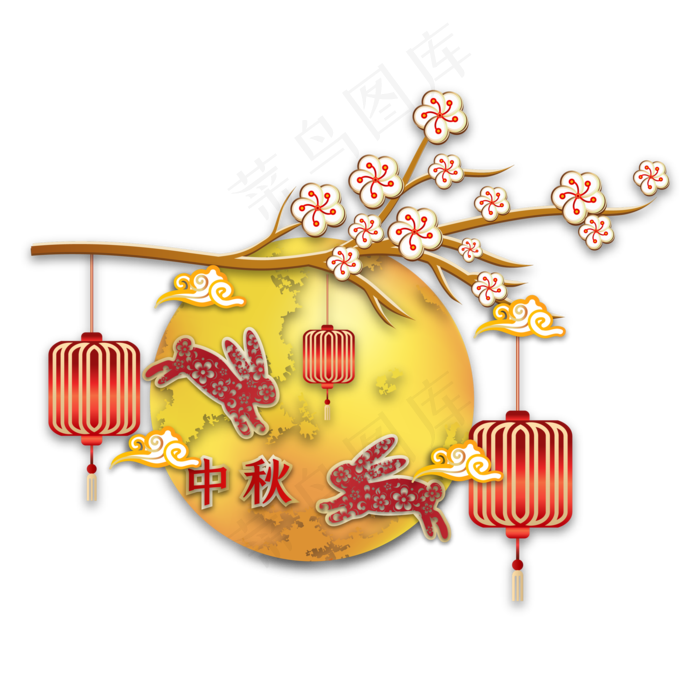 中国风传统中秋剪纸装饰