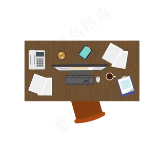 矢量手绘卡通办公桌