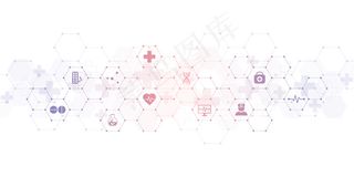 带有平面图标和符号的医学背景