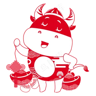 喜庆中国结剪纸牛