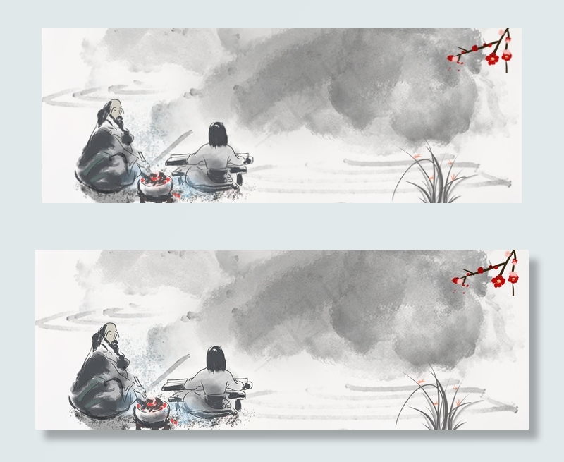 古代尊敬教师古典灰色banner