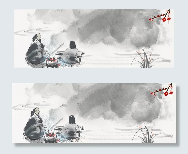 古代尊敬教师古典灰色banner(1920*700px 	       )psd模版下载