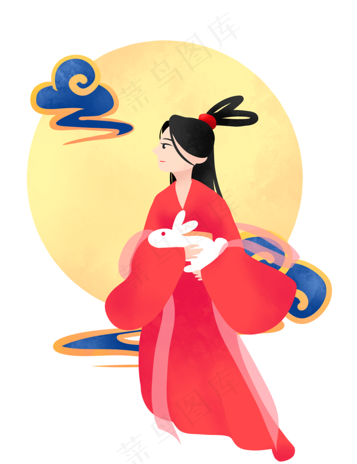奔月赏月玉兔嫦娥(2000X2598(DPI:300))psd模版下载