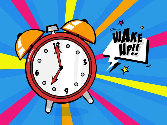 波普艺术风格的闹钟。复古闹钟铃声。插图eps,ai矢量模版下载