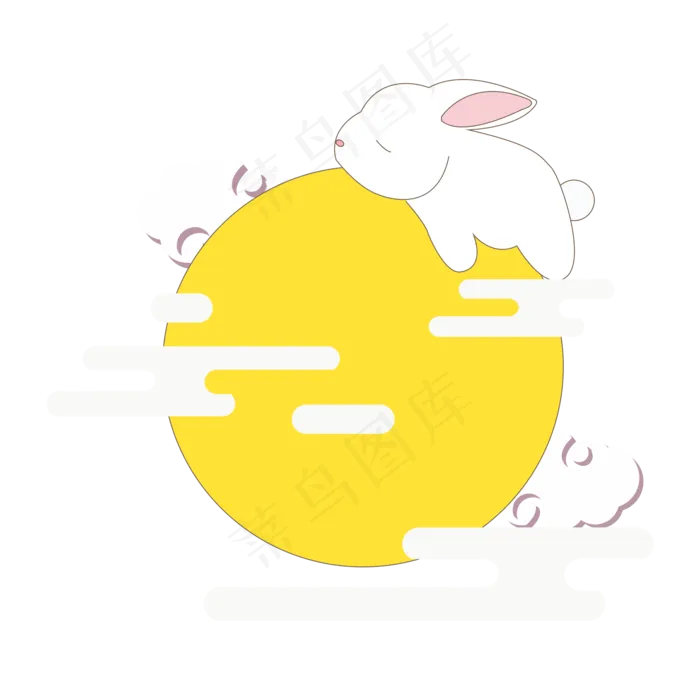 卡通中秋月饼和白色兔子(2000X2000(DPI:300))ai矢量模版下载