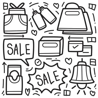 手绘卡瓦伊涂鸦黑色星期五插图