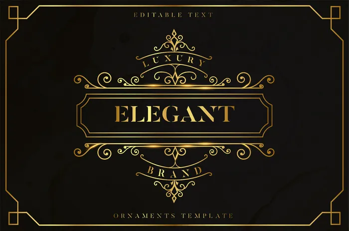 优雅的金色装饰框，可编辑的金色文字效果eps,ai矢量模版下载