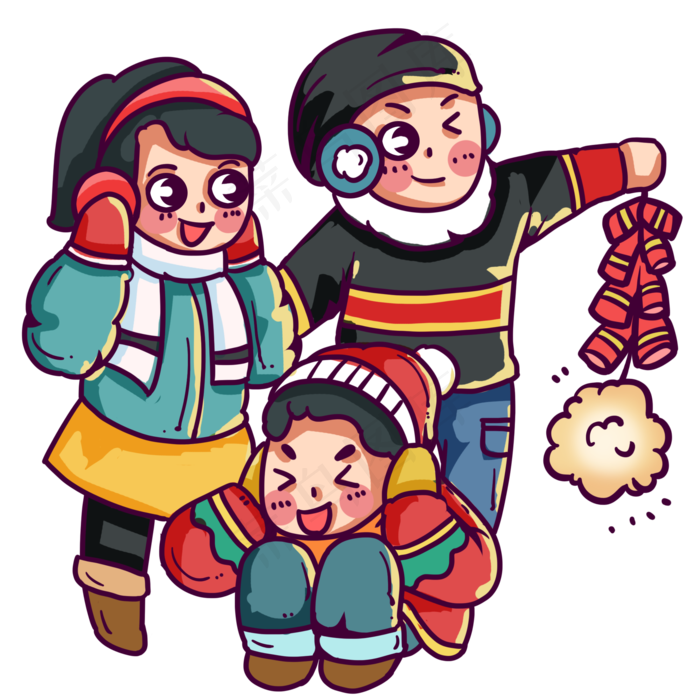 过年放鞭炮小朋友