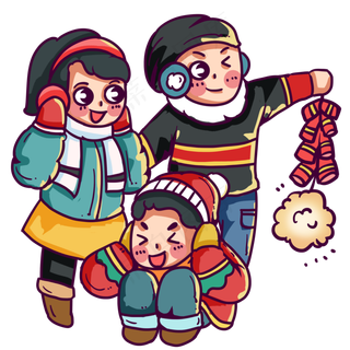 过年放鞭炮小朋友