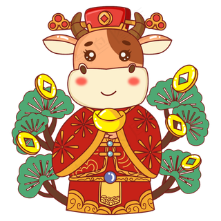 卡通牛财神矢量图