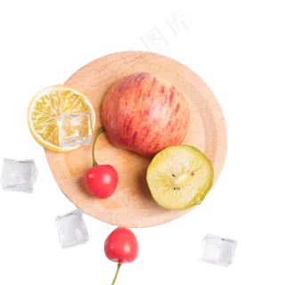 水果组合条纹苹果柠檬猕猴桃红色