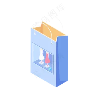 立体2.5D购物袋电商元素矢量素材