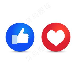 竖起大拇指和心形图标