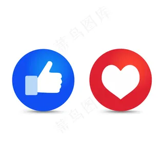 竖起大拇指和心形图标