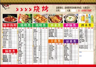 烧烤菜谱菜单