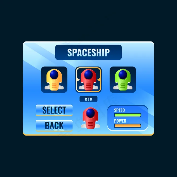 幻想游戏ui太空船选择板弹出界面eps,ai矢量模版下载