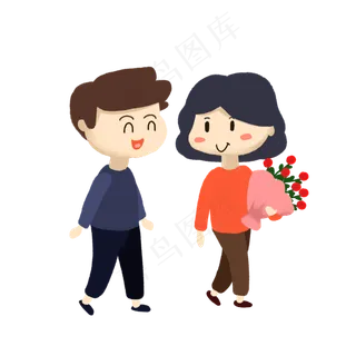 情人节情侣约会卡通