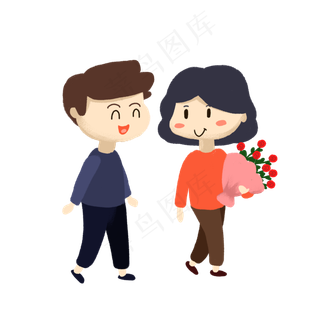 情人节情侣约会卡通