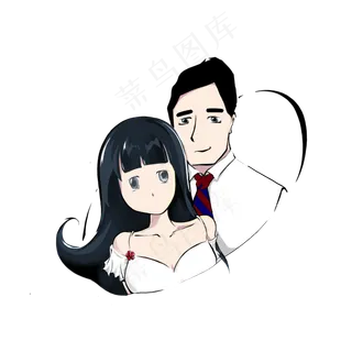 七夕情人节卡通手绘简约情侣形象 七夕情人节卡通手绘简约情侣形象