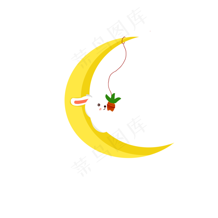 中秋节坐在月亮上的兔子(2000*2000px 300 dpi )ai矢量模版下载
