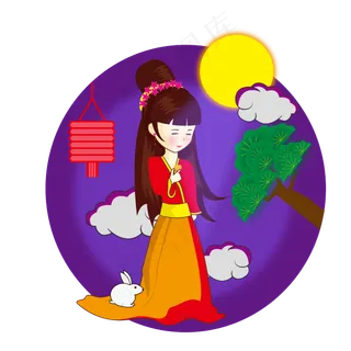 中秋月圆古典人物嫦娥形象素材